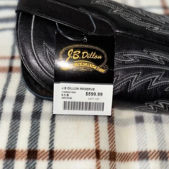 J.B Dillon Black Ostrich Leather Cowgirl Boots - Picture 3 of 10